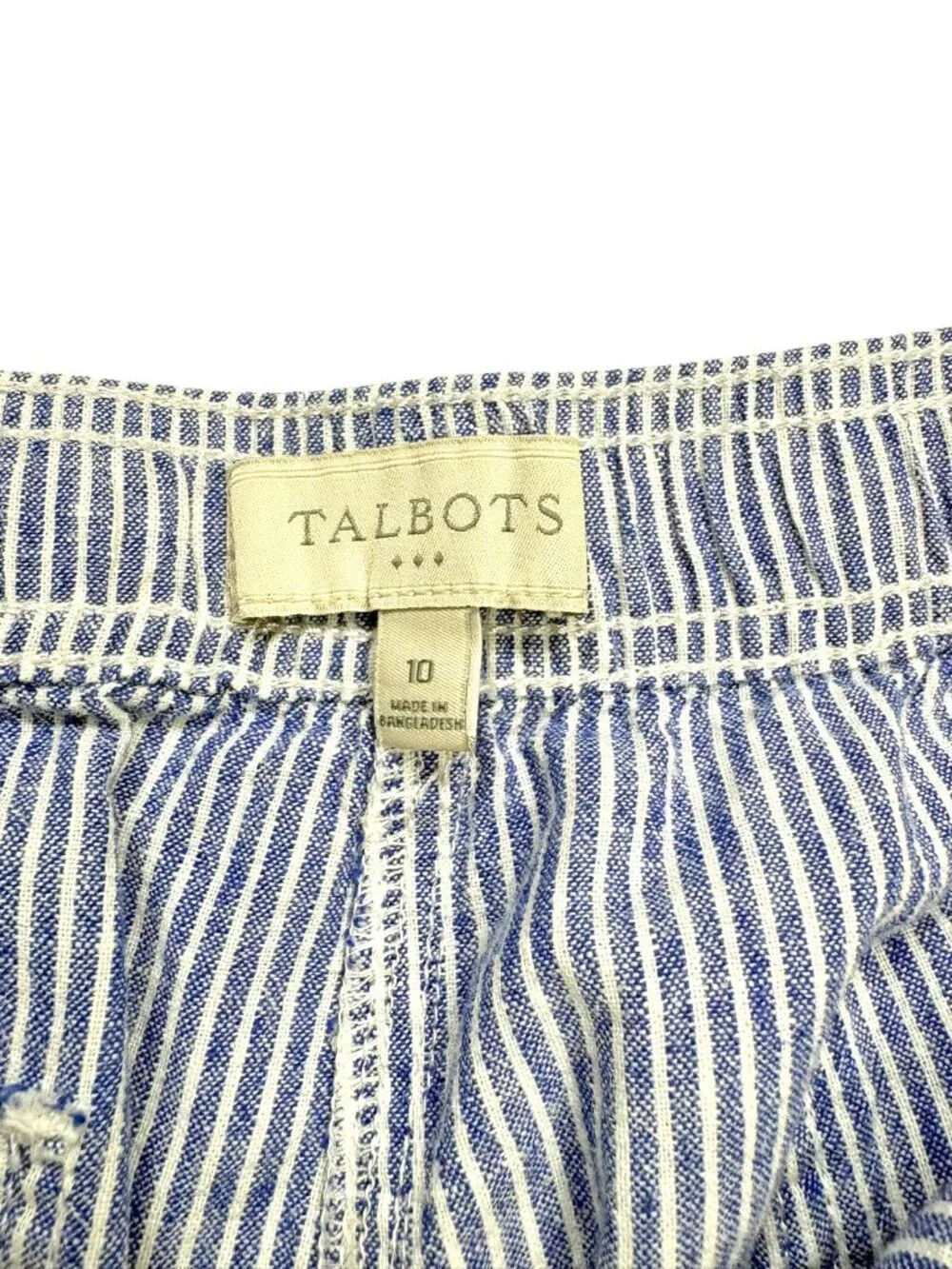 Talbots Blue White Railroad‎ Striped Cargo Crop Pants